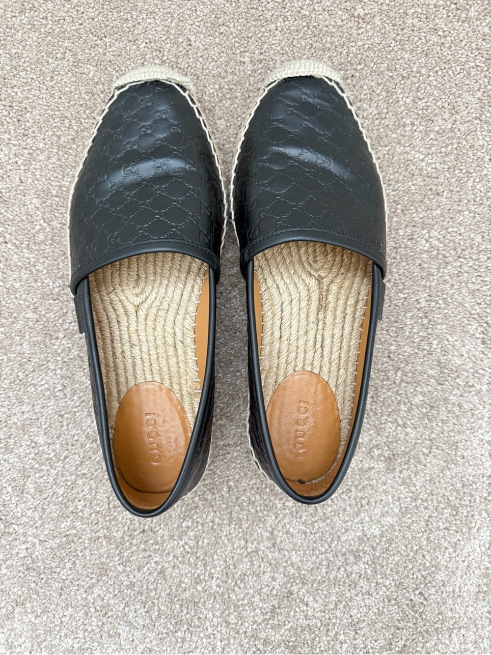 Gucci Black Quilted Leather Espadrille Slip-Ons